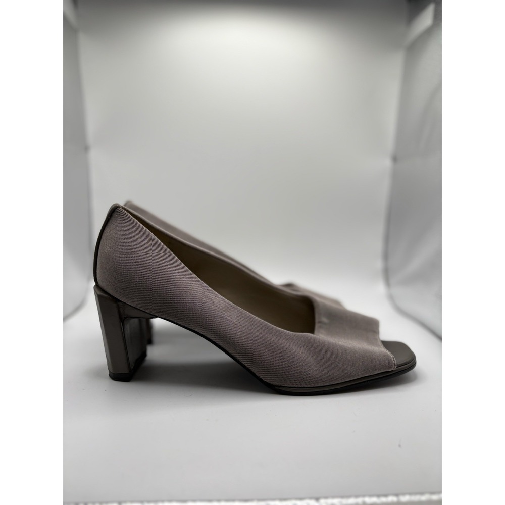 Stuart Weitzman‎ Grey Fabric Open Toe Heels Pumps dress Shoes Women's Size 10 B